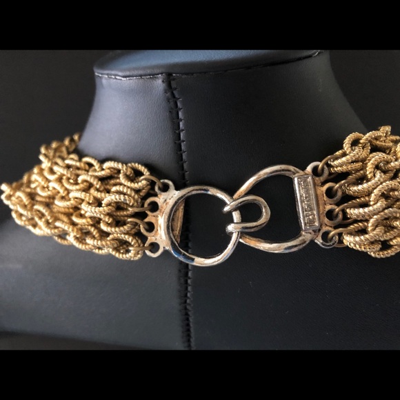 RJ Graziano Fashionista Statement Necklace Gold Tone Multi-Strand Lucite Rings - Picture 5 of 10